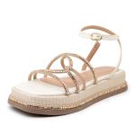 Sandália Feminina Papete Flatform Off White Strass 23412