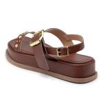 Sandália Feminina Flatform Papete Tiras Fivela 23420 Cacau