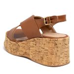 Sandália Feminino Anabela Plataforma Cortiça 5203 Caramelo