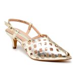 Sandalia Scarpin Salto Baixo Slingback Bico Fino 6033 Ouro Light- Margarida