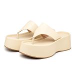 Sandália Tamanco Flat Plataforma Salto Alto 5100 Napa Off white