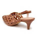 Sandalia Scarpin Salto Baixo Slingback Bico Fino 6033 Napa Caramelo- Margarida