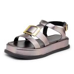 Sandália Feminina Flatform 23430 Prata Velho