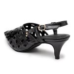 Sandalia Scarpin Salto Baixo Slingback Bico Fino 6033 Verniz Preto- Margarida