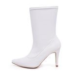 Bota Feminina Estilo Meia Cano Médio 1769 Stretch Off White