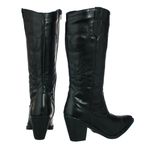 Bota Feminina Texana Cano Longo Com Bordado 23007 Napa Preta