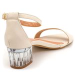 Sandália Ana Salto Bloco Cristal Off White