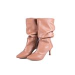 Bota Feminina Salto Médio e Fino Slouchy 17000 Napa Nude