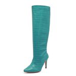 Bota Feminina Salto Fino Cano Alto 1715 Craquelê Salsa