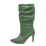 Bota Feminina Cano Médio Slouchy 1714 Napa Verde Oliva