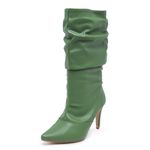 Bota Feminina Cano Médio Slouchy 1714 Napa Verde Oliva