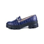 Sapato Feminino Oxford Tratorado 190253 Craquelê Azul Marinho