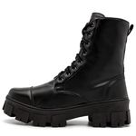 Bota Coturno Feminino Cano Médio Tratorada 190290 Napa Preta