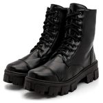 Bota Coturno Feminino Cano Médio Tratorada 190290 Napa Preta