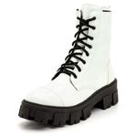 Bota Coturno Cano Médio Tratorada Verniz Branco 