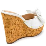 Tamanco Feminino Anabela Salto Alto Cortiça 4039 Napa Branca