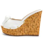 Tamanco Feminino Anabela Salto Alto Cortiça 4039 Napa Branca