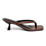 Tamanco Feminino Dedo Salto Kitten Heels 5410 Croco Cacau
