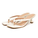 Tamanco Feminino Dedo Salto Kitten Heels 5410 Croco Off White