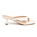 Tamanco Feminino Dedo Salto Kitten Heels 5410 Croco Off White