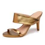 Sandália Feminina Tamanco Salto Fino 1799 Floater Bronze