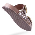 Sandália Rasteira Feminina Papete Birken Pedraria Strass Napa Nude 23210