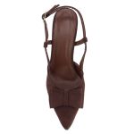 Scarpin Slingback Laço em Camurça Terra Inveno 5501 Salto Bloco Madeira