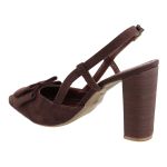 Scarpin Slingback Laço em Camurça Terra Inveno 5501 Salto Bloco Madeira