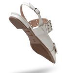 Sapatilha Rasteira Feminina Bico Fino Napa Off White Casual 183010