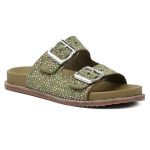 Sandália Rasteira Feminina Papete Birken Feminina Com Strass Em Suede Verde 23240