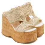 Tamanco Anabela Plataforma Off White Renda Natural 182177