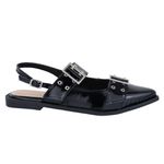 Sapatilha Slingback Rasteira Feminina Bico Fino 184201 Verniz Preto