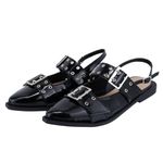 Sapatilha Slingback Rasteira Feminina Bico Fino 184201 Verniz Preto