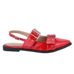 Sapatilha Slingback Rasteira Feminina Bico Fino 184201 Verniz Vermelho