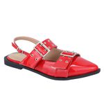 Sapatilha Slingback Rasteira Feminina Bico Fino 184201 Verniz Vermelho