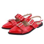 Sapatilha Slingback Rasteira Feminina Bico Fino 184201 Verniz Vermelho