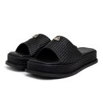 Tamanco Feminino Flatform Plataforma 23413 Rafia Preta
