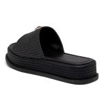 Tamanco Feminino Flatform Plataforma 23413 Rafia Preta