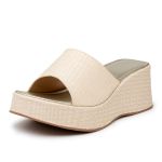 Tamanco Feminino Anabela Plataforma Salto Alto Confortável 5201 Rafia Natural