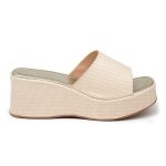 Tamanco Feminino Anabela Plataforma Salto Alto Confortável 5201 Rafia Natural