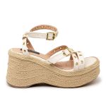 Sandália Feminina Anabela Plataforma Ilhós 9101 Off White