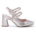 Sapato Scarpin Feminino Mery Jane Salto Grosso Napa Ouro Light 183130