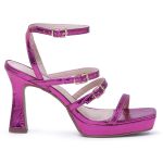 Sandalia Feminina Meia Pata Salto Taça Pink Metal 183110