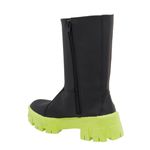 Bota Coturno Feminino Cano Médio 193299 Napa Preta/Sola Verde