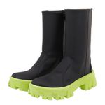 Bota Coturno Feminino Cano Médio 193299 Napa Preta/Sola Verde