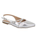 Sapatilha Slingback Rasteira Feminina Essense Prata 184101