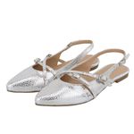 Sapatilha Slingback Rasteira Feminina Essense Prata 184101