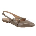 Sapatilha Slingback Rasteira Feminina 184101 Verniz Taupe