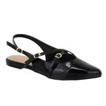 Sapatilha Slingback Rasteira Feminina 184101 Verniz Preto