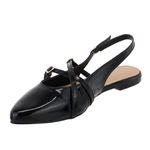 Sapatilha Slingback Rasteira Feminina 184101 Verniz Preto